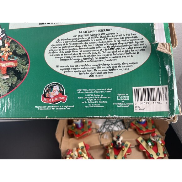 Mr. Christmas Looney Tunes Ornaments Musical Holiday 1997 Plays 20 Song With Box - Picture 15 of 16